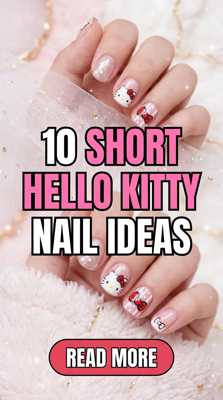 10 Short Hello Kitty Nail Ideas