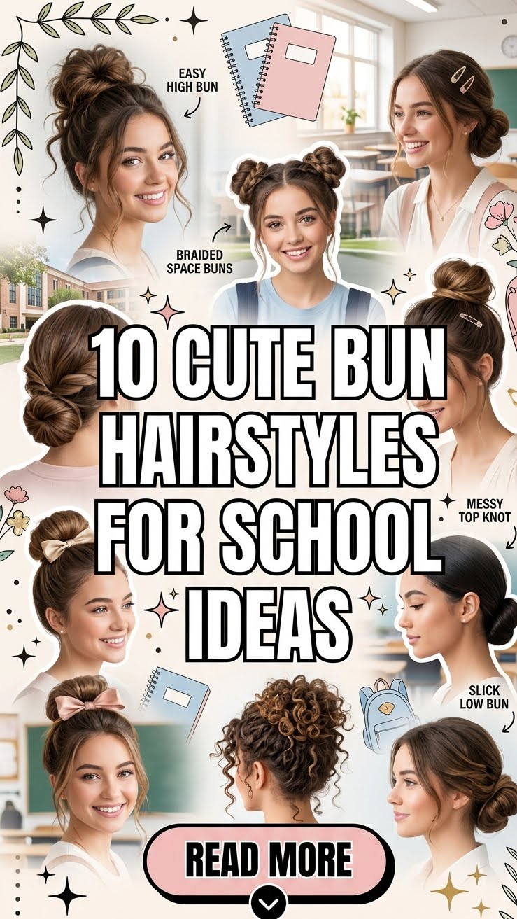 10 Cute Bun Hairstyles for School Ideas